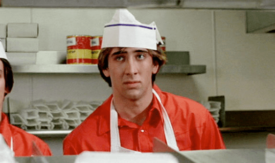 Nicolas Cage, 30 years before he would agree to star in a remake of Left Behind.
