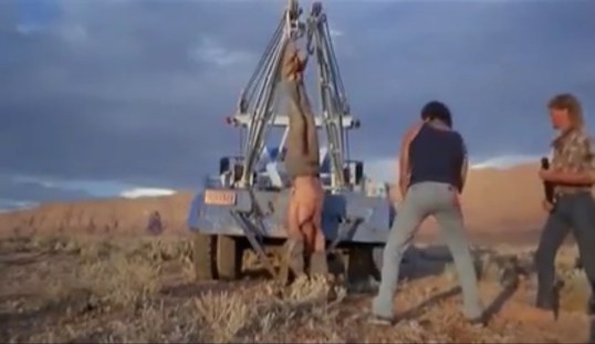 The movie is made by Italians, so of course the beat the hero up scene that came into Spaghetti Westerns via Yojimbo is here.